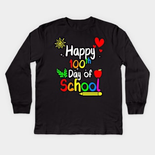 Happy 100Th Day Of School 100 Days Of School Teacher Kids Long Sleeve T-Shirt